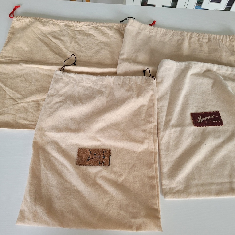 Lot of 4 Hamano Tokyo & Kitamura Motomachi Flannel Handbag Dust Bags Cream Vinta
